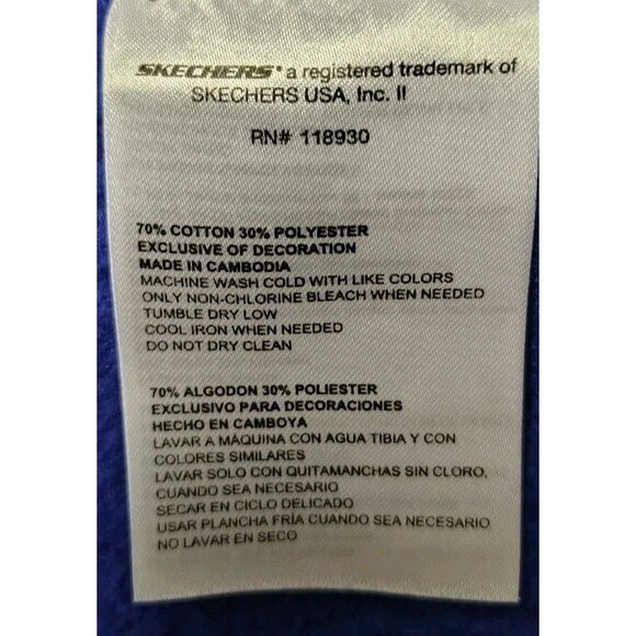 Skechers Hoodie Jacket Size L Kangaroo Pockets Pullover Cotton Blue - Picture 8 of 8